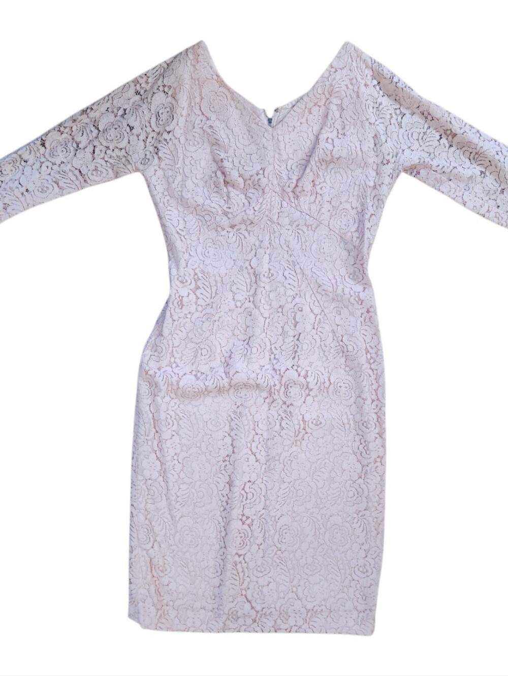 VINTAGE 1960s Peach Pink Sheath Lace Cocktail Dress - Size M - Picture 14 of 15